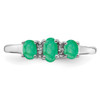 Lex & Lu Sterling Silver w/Rhodium Emerald & Diamond Ring- 5 - Lex & Lu