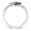 Lex & Lu Sterling Silver Black & White Diamond Heart Ring LAL125008- 2 - Lex & Lu
