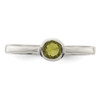 Lex & Lu Sterling Silver Lime Green Round Bezel CZ Ring- 5 - Lex & Lu