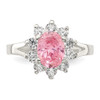 Lex & Lu Sterling Silver Pink Oval CZ Cluster Ring- 5 - Lex & Lu