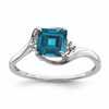 Lex & Lu Sterling Silver w/Rhodium Diamond & London Blue Topaz Ring LAL125084 - Lex & Lu