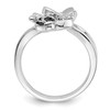 Lex & Lu Sterling Silver White & Black Diamond Butterfly Ring- 2 - Lex & Lu