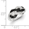 Lex & Lu Sterling Silver Black & White Diamond Ring LAL125164- 5 - Lex & Lu