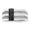 Lex & Lu Sterling Silver w/Rhodium Blk & White Diamond Men's Ring LAL125175- 4 - Lex & Lu