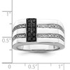 Lex & Lu Sterling Silver w/Rhodium Blk & White Diamond Men's Ring LAL125175- 5 - Lex & Lu