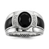 Lex & Lu Sterling Silver Diamond & Onyx Men's Ring LAL125187 - Lex & Lu