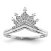 Lex & Lu Sterling Silver w/Rhodium Diamond Crown Ring LAL125195 - Lex & Lu