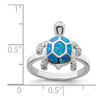 Lex & Lu Sterling Silver w/Rhodium Created Blue Opal Turtle Ring- 3 - Lex & Lu