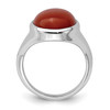Lex & Lu Sterling Silver w/Rhodium Red Agate Ring LAL125239- 2 - Lex & Lu