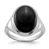 Lex & Lu Sterling Silver w/Rhodium Black Agate Ring - Lex & Lu
