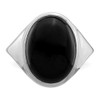 Lex & Lu Sterling Silver w/Rhodium Black Agate Ring- 5 - Lex & Lu