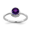 Lex & Lu Sterling Silver w/Rhodium Polished Amethyst Round Ring - Lex & Lu