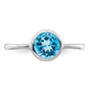 Lex & Lu Sterling Silver Polished Blue Topaz Round Ring- 5 - Lex & Lu