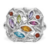 Lex & Lu Sterling Silver w/Rhodium Multi Gemstone Ring LAL125265- 4 - Lex & Lu