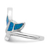 Lex & Lu Sterling Silver w/Rhodium Blue Inlay Created Opal Cross Ring- 3 - Lex & Lu
