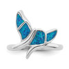 Lex & Lu Sterling Silver w/Rhodium Blue Inlay Created Opal Cross Ring- 4 - Lex & Lu