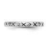 Lex & Lu Sterling Silver w/Rhodium Polished Antiqued Ichthus Ring- 3 - Lex & Lu