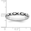 Lex & Lu Sterling Silver w/Rhodium Polished Antiqued Ichthus Ring- 5 - Lex & Lu