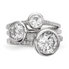 Lex & Lu Sterling Silver w/Rhodium CZ 3-Ring Set- 4 - Lex & Lu