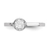 Lex & Lu Sterling Silver w/Rhodium Round CZ Ring- 4 - Lex & Lu