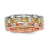 Lex & Lu Sterling Silver White Yellow & Rose-tone Set of 3 CZ Eternity Rings LAL125428 - Lex & Lu