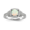 Lex & Lu Sterling Silver w/Rhodium CZ and Synthetic White Opal Ring - Lex & Lu