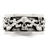 Lex & Lu Sterling Silver Polished Spinning Center Antiqued Skull Ring LAL125507- 4 - Lex & Lu