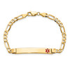 Lex & Lu 14k Yellow Gold Medical Figaro ID Bracelet LAL125714- 4 - Lex & Lu