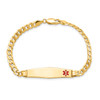 Lex & Lu 14k Yellow Gold Medical Soft D/S Curb Link ID Bracelet LAL125721- 4 - Lex & Lu