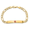 Lex & Lu 14k Yellow Gold Medical ID w/Semi-Solid Figaro Bracelet LAL125736- 4 - Lex & Lu