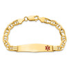 Lex & Lu 14k Yellow Gold Medical Soft D/S Anchor Link ID Bracelet LAL125753- 4 - Lex & Lu