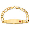 Lex & Lu 14k Yellow Gold Medical Soft D/S Flat Figaro Link ID Bracelet LAL125769- 4 - Lex & Lu