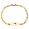 Lex & Lu 14k Yellow Gold Medical Soft D/S Flat Anchor Link ID Bracelet- 4 - Lex & Lu