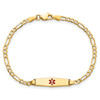 Lex & Lu 14k Yellow Gold Medical Soft D/S ID w/Semi-Solid Figaro Bracelet LAL125818- 4 - Lex & Lu