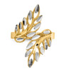 Lex & Lu 14k Yellow Gold w/Rhodium D/C Leaves Ring Size 7 - 4 - Lex & Lu