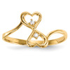 Lex & Lu 14k Yellow Gold CZ Double Heart Ring Size 7 - Lex & Lu