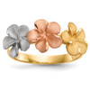 Lex & Lu 14k Two-tone Gold w/White Rhodium Satin D/C 3-Plumerias Ring Size 7 - Lex & Lu