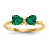 Lex & Lu 14k Gold Polished Created Emerald Bow Ring Size 7 - Lex & Lu