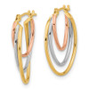 Lex & Lu 14k Tri-Color Gold D/C Graduated 3 Ring Hoop Earrings - 2 - Lex & Lu