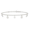 Lex & Lu Sterling Silver Polished and Textured Star Anklet 9'' - 4 - Lex & Lu
