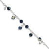 Lex & Lu Sterling Silver Shadow Crystal/Lapis Anklet Bracelet 9'' - Lex & Lu