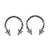 Lex & Lu Pair of Steel Circular Barbell w/Cones Horseshoe Earrings 18-8G-Lex & Lu