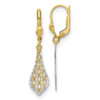 Lex & Lu 10k Yellow Gold w/Rhodium Dangle Leverback Earrings LAL148708 - Lex & Lu