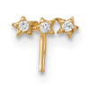 Lex & Lu 14k Yellow Gold 22 Gauge CZ 3-Star Nose Stud BD114 - Lex & Lu