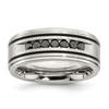 Lex & Lu Stainless Steel Black Plated & Black Diamonds 9mm Band - Lex & Lu