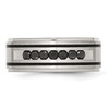 Lex & Lu Stainless Steel Black Plated & Black Diamonds 9mm Band- 4 - Lex & Lu