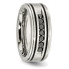 Lex & Lu Stainless Steel Black Plated & Black Diamonds 9mm Band- 5 - Lex & Lu