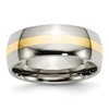 Lex & Lu Titanium 14k Yellow Gold Inlay 8mm Polished Band - Lex & Lu