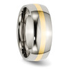 Lex & Lu Titanium 14k Yellow Gold Inlay 8mm Polished Band- 4 - Lex & Lu