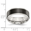 Lex & Lu Chisel Stainless Steel w/Black Plated Brushed Center 8mm Band Ring- 4 - Lex & Lu